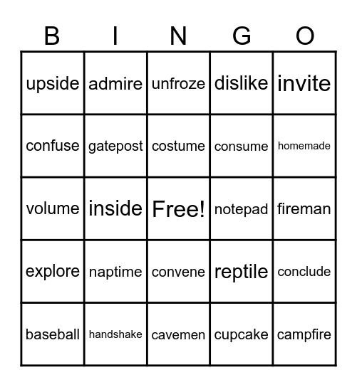 4.2 Real Words Bingo Card