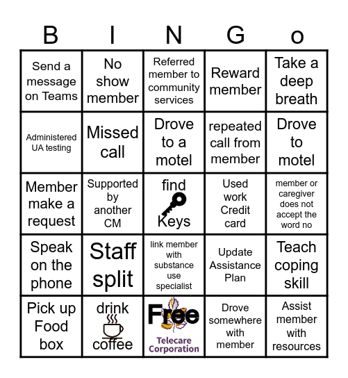 Telecare Bingo Card