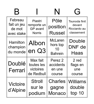 Bingo sans titre Bingo Card