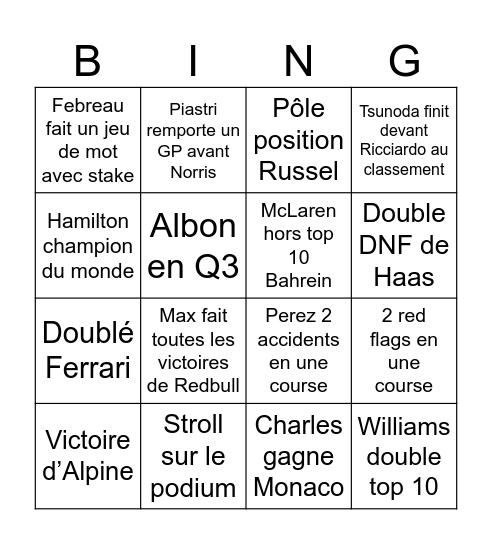 Bingo sans titre Bingo Card