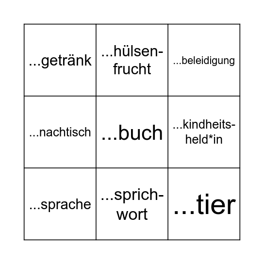 Lieblings... Bingo Card