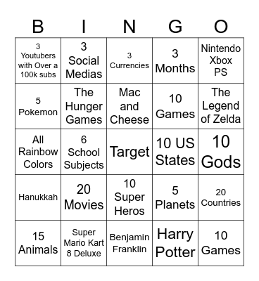 Infinite Craft Bingo Card