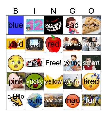 Adjective Bingo Card