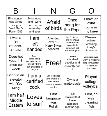 HRIIT Bingo Card