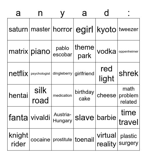 infinite craft Bingo Card