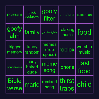 Insta Feed Bingo Card