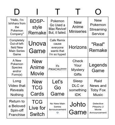 Pokemon Day 2024 Bingo Card