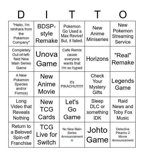 Pokemon Day 2024 Bingo Card