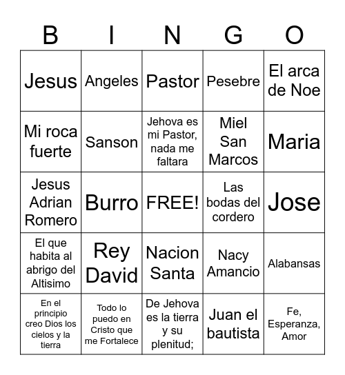 Bingo Biblico Bingo Card