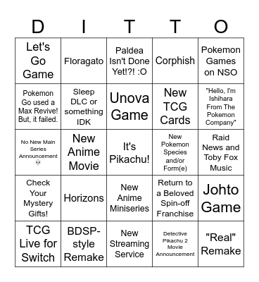 Pokemon Day 2024 Bingo Card