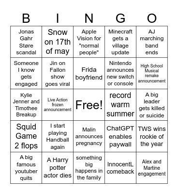 2024 Bingo Card