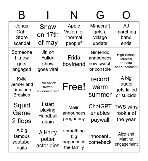 2024 Bingo Card