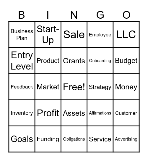 Business Vocab Bingo Card