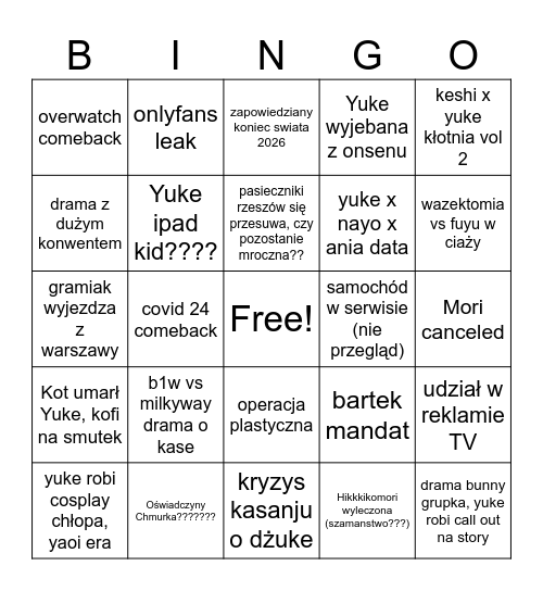 Bingo 2024 Bingo Card