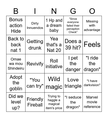 DND Bingo Card