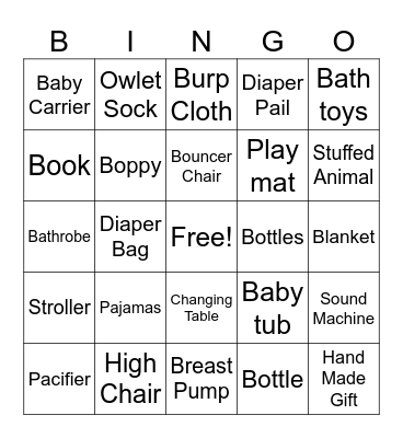 Baby Gift Bingo! Bingo Card