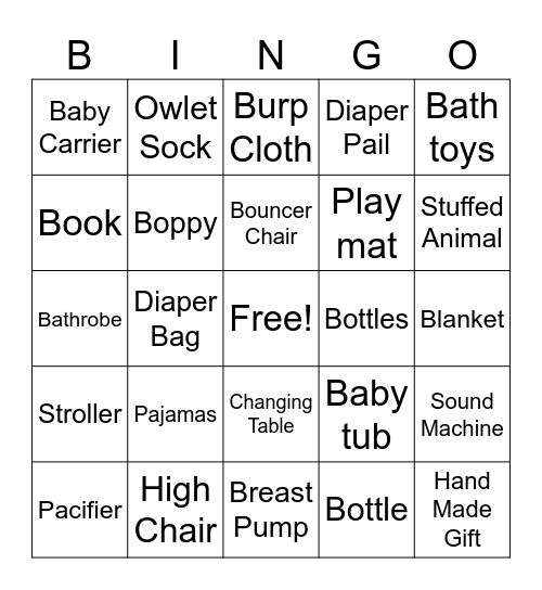 Baby Gift Bingo! Bingo Card