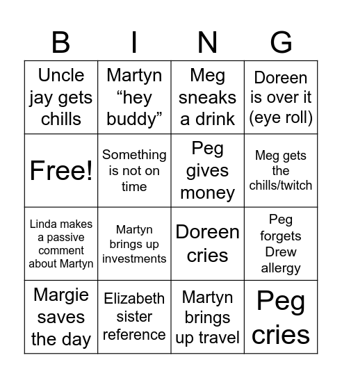 Wedding Bingo Card