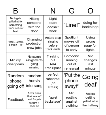 Tech Week Bingo Card