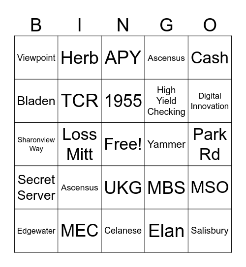 SFCU BINGO Card