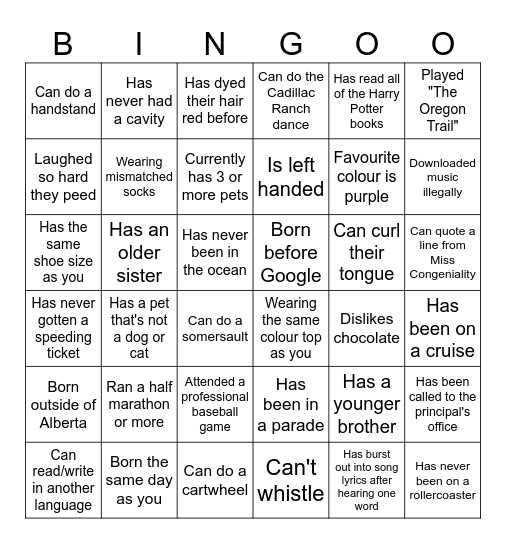 FIND SOMEONE WHO... Bingo Card