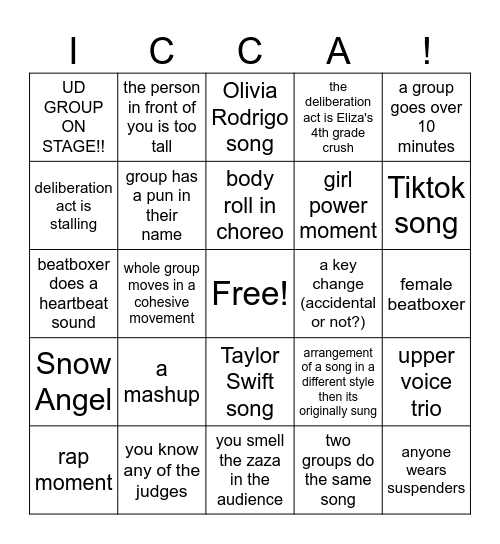 ICCA Bingo Card