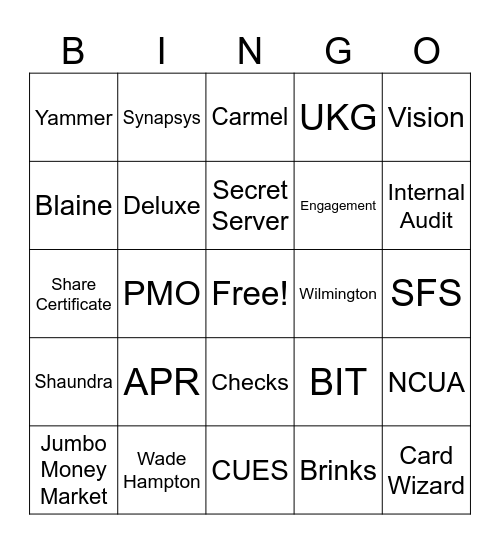 SFCU BINGO Card