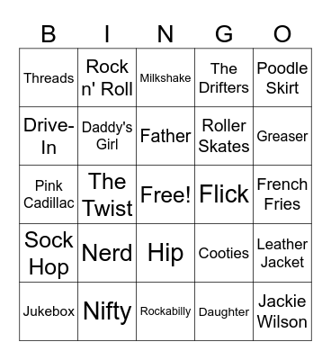 Father-Daughter Dance Bingo Card