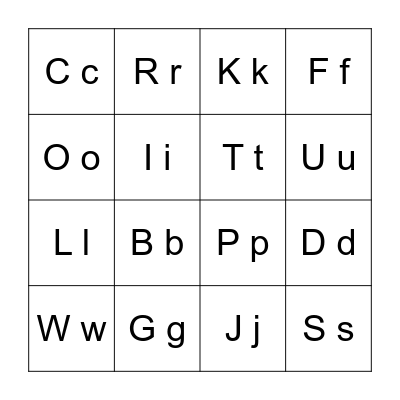 Alphabet Bingo Card