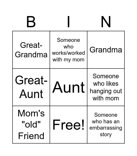 Team Baby McDaniel Bingo Card