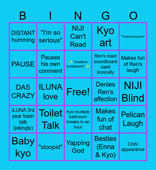 Kyo Kaneko Graduation Bingo Bingo Card