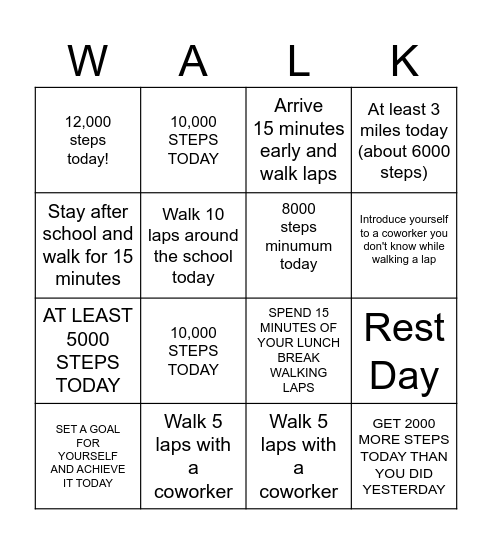 STEPS BLACKOUT CHALLENGE! Bingo Card