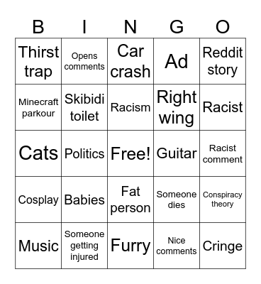 INSTAGRAM BINGO Card