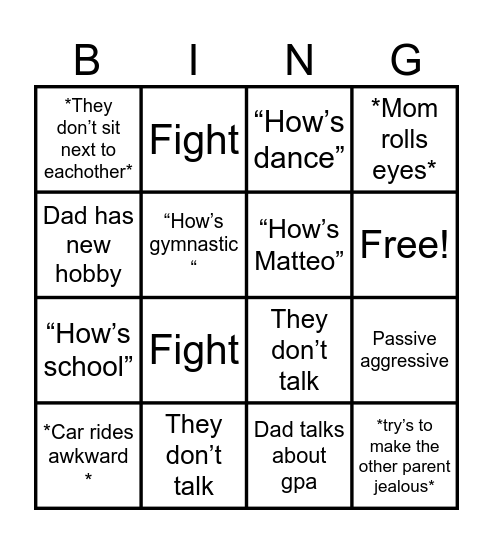Parent dinner 2024🔥 Bingo Card