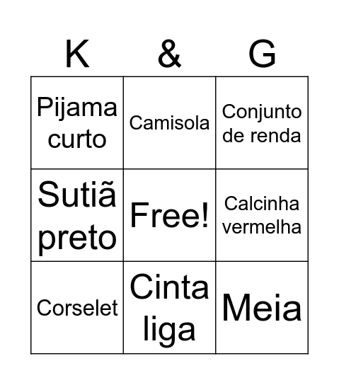 Bingo Sensual Bingo Card