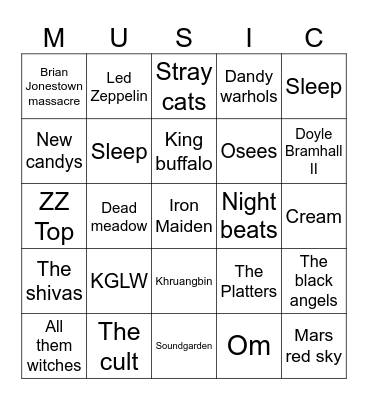 What Music Do You Have in Common With ____? Bingo Card