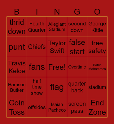 Football BINGO Card