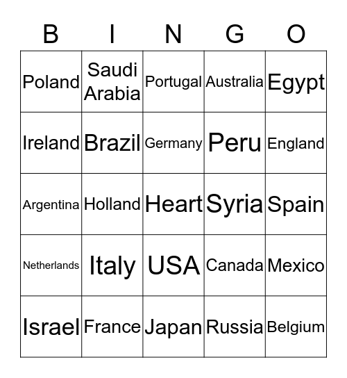 Around the World with a Heart Bingo Card