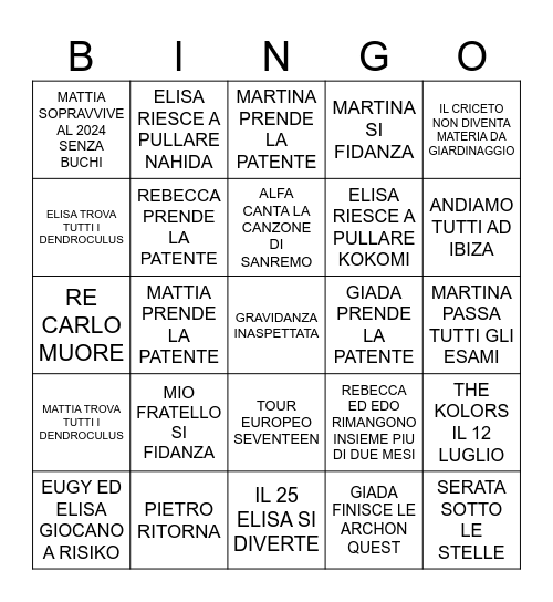 BINGO 2024 Bingo Card