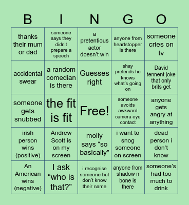 BAFTA’s 2024 Bingo Card