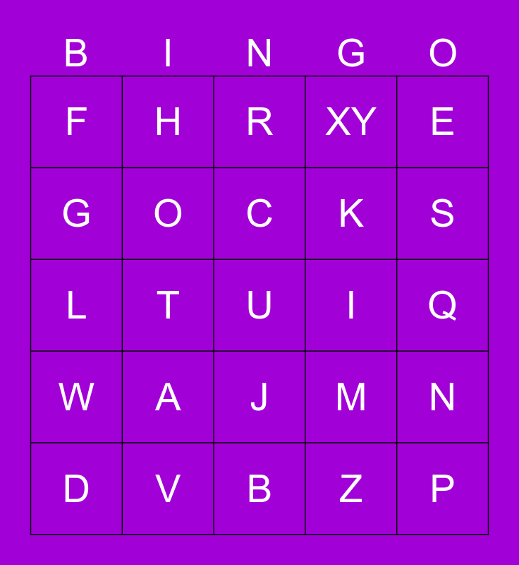 Alphabet Bingo Card