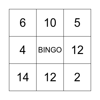NUMBERS Bingo Card