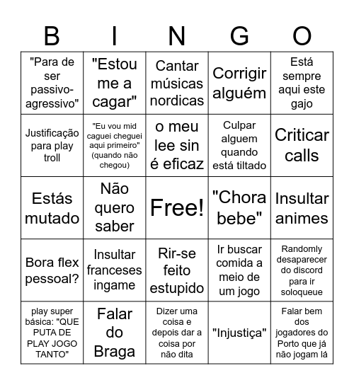 Cláudio Bingo Card