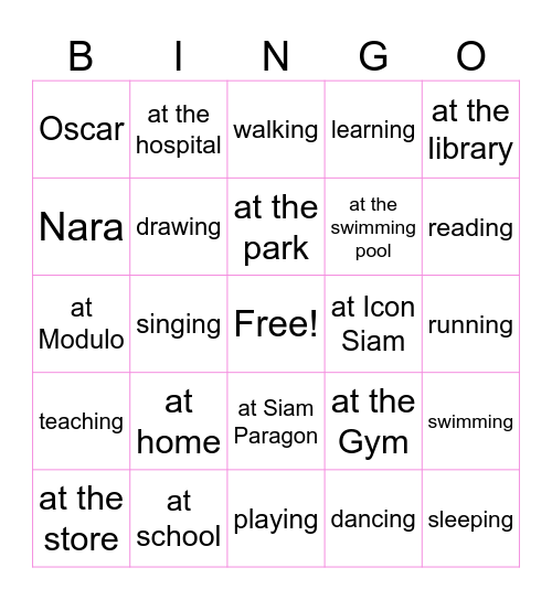 Places Bingo Card