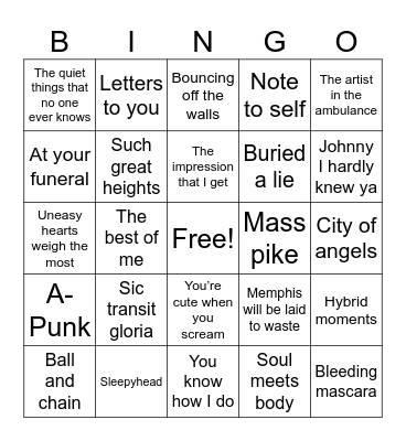 Know your bartender Bingo Card
