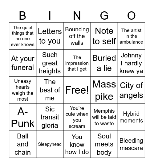 Know your bartender Bingo Card