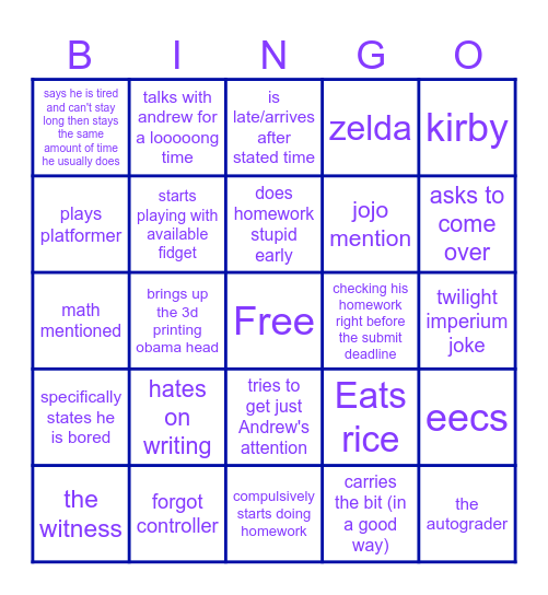 Nolan Bingo Card