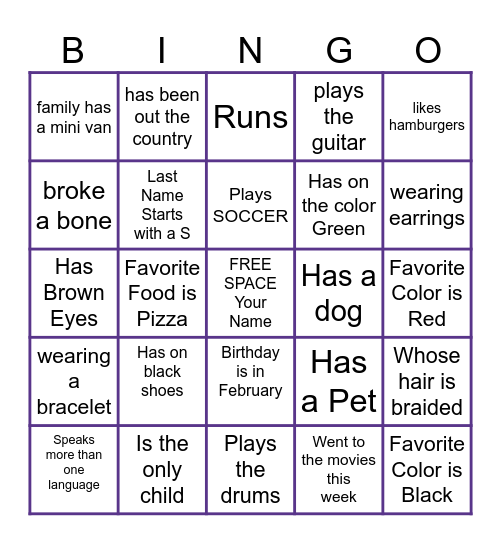 AUTOGRAPH (Find Someone Who) Bingo Card