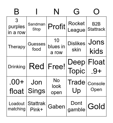 Sandman Bingo Card