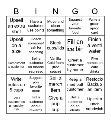 Sbux Partner Bingo Card